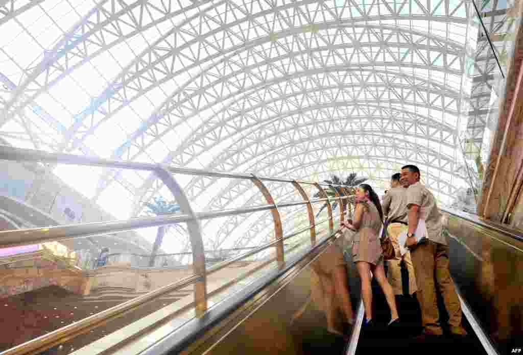 The gigantic dome-like glass roof is 100 meters high.