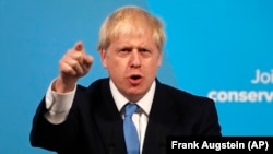 Premierul desemnat britanic Boris Johnson, după ce s-a anunțat victoria sa la conducerea Partidului Conservator, 23 iulie 2019 