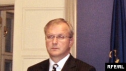 Croatia - European commissioner for enlargement Oli Rehn and Croatian Prime Minister Ivo Sanader, 12Nov2008