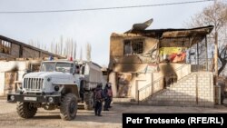 Силовики в селе Масанчи. Жамбылская область Казахстана, 26 февраля 2020 года.