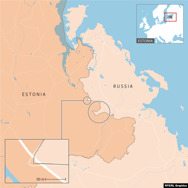 Karta âSatseske Äizmeâ (nazvana po obliku Äizme) koja seÅ¾e preko jednog kilometra estonskog puta prema sjeveru, joÅ¡ je jedan maleni ugao ruske zemlje koji prolazi istim putem.