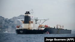 The oil tanker Grace 1 is pictured off the coast of Gibraltar.