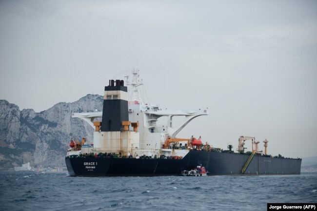 The Grace 1 is seen off the coast of Gibraltar on July 6.