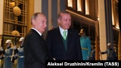 Recep Tayyip Erdogan (sağda) və Vladimir Putin, arxiv fotosu