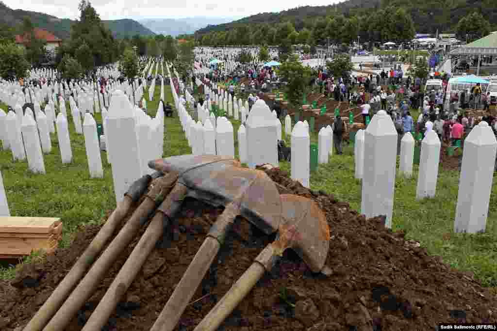 The cemetery at the memorial center in Potocari, near Srebrenica