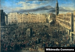 Доменико Гаргуло. Рыночная площадь Неаполя в дни восстания Мазаньелло. Между 1648 и 1652