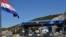 Bosnia-Herzegovina - A traffic jam at the border crossing between Bosnia and Croatia, located in the village of Zaton Doli, along Croatia's main Adriatic route, 27Sep2018