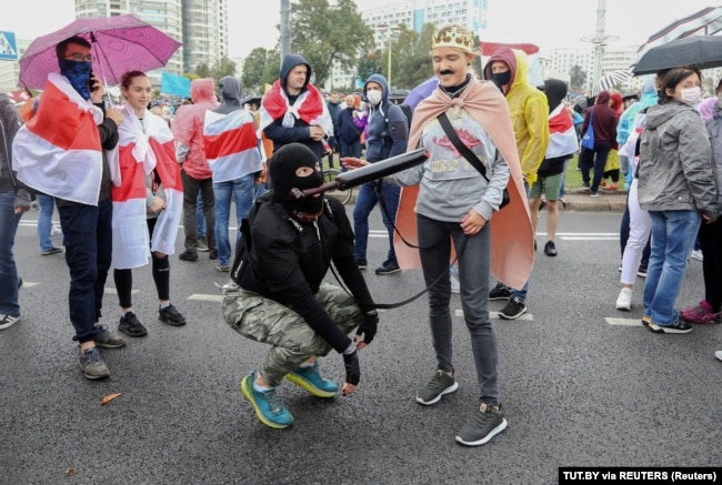 На мирном протесте против результатов выборов президента Беларуси и инаугурации Александра Лукашенко, 26 сентября 2020 года