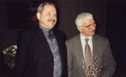 Євген Сверстюк і Мирослав Маринович (ліворуч), 14 січня 2009 року
