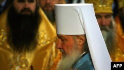 The new head of the Russian Orthodox Church, Patriarch Kirill, at the enthroning ceremony in Moscow 