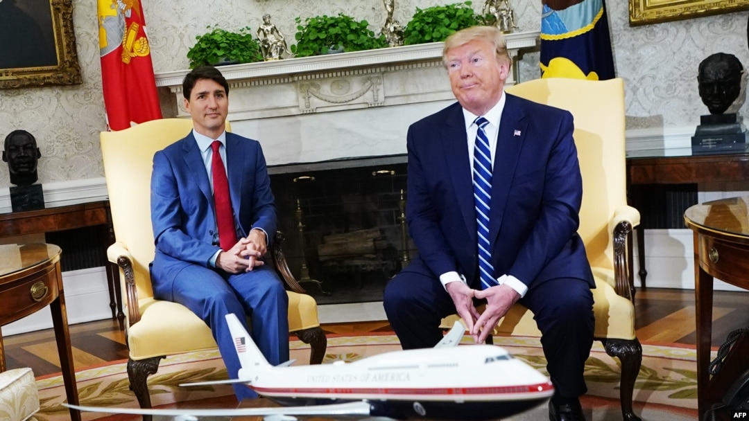 Președintele SUA, Donald Trump, and premierul Canadei, Justin Trudeau, în timpul unei întâlniri din primul mandat al lui D. Trump. Iunie 2019.