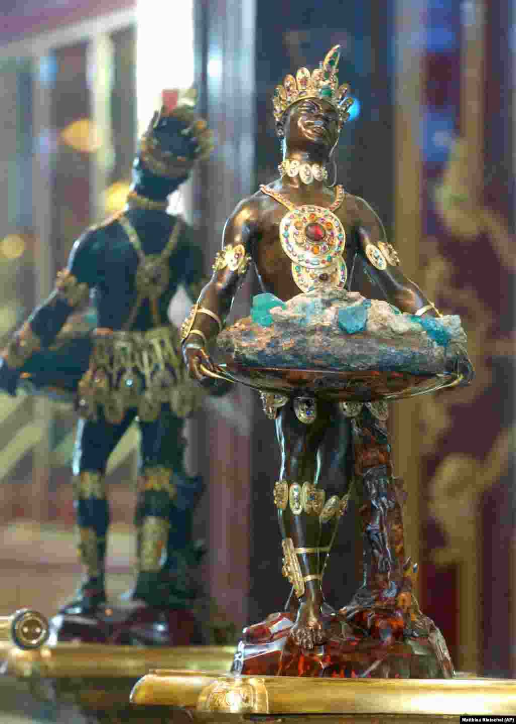 The "Moor with Emerald Cluster," dating from 1724, in the jewel room of the Green Vault in Dresden. This photo was taken in 2006.