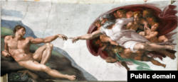 «Сотворение Адама», фреска Микеланджело