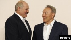 Kazakh President Nursultan Nazarbaev (right) agrees with his Belarusian counterpart Alyaksandr Lukashenka that CSTO members must learn from the recent events of the "Arab Spring."