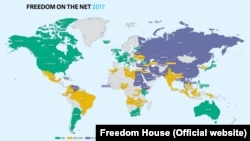 Карта из доклада международной правозащитной организации Freedom House об уровне свободы Интернета в странах мира.