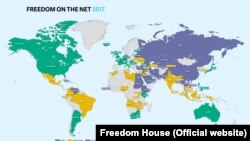 Карта из доклада международной правозащитной организации Freedom House об уровне свободы Интернета в странах мира.