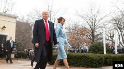 Дональд Трамп с супругой Меланьей Трамп. Вашингтон, 20 января 2017 года. 