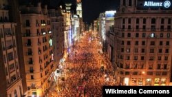 La o demonstrație împotriva măsurilor de austeritate la Madrid