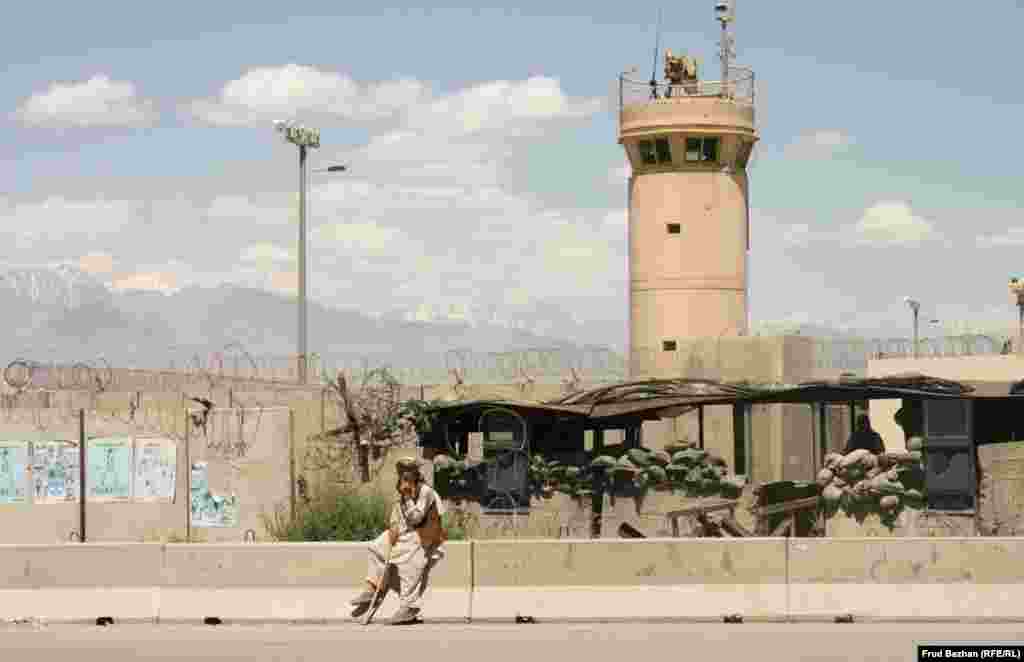 Outside Bagram Airfield, the biggest U.S. military base in Afghanistan. 