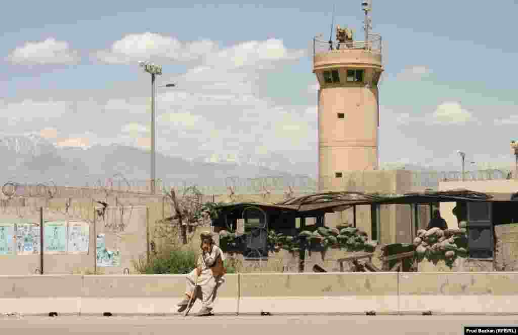 Outside Bagram Airfield, the biggest U.S. military base in Afghanistan.&nbsp;