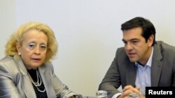 Васілікі Тану й Алексіс Ціпрас (на зустрічі в Афінах 10 жовтня 2014 року)