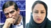 Iranian MP Salman Khodadadi (L), who's been accused of sexual misconduct, and one of his alleged victims Zahra Navidpour.