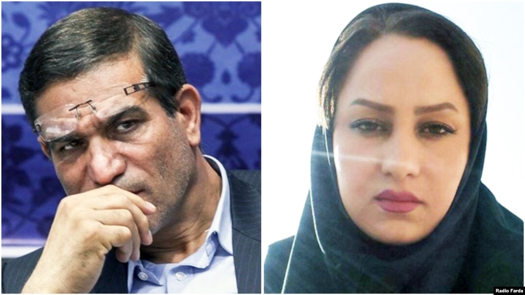 Former Iranian MP Salman Khodadadi (L), who's been accused of sexual misconduct and one of his alleged victims Zahra Navidpour.