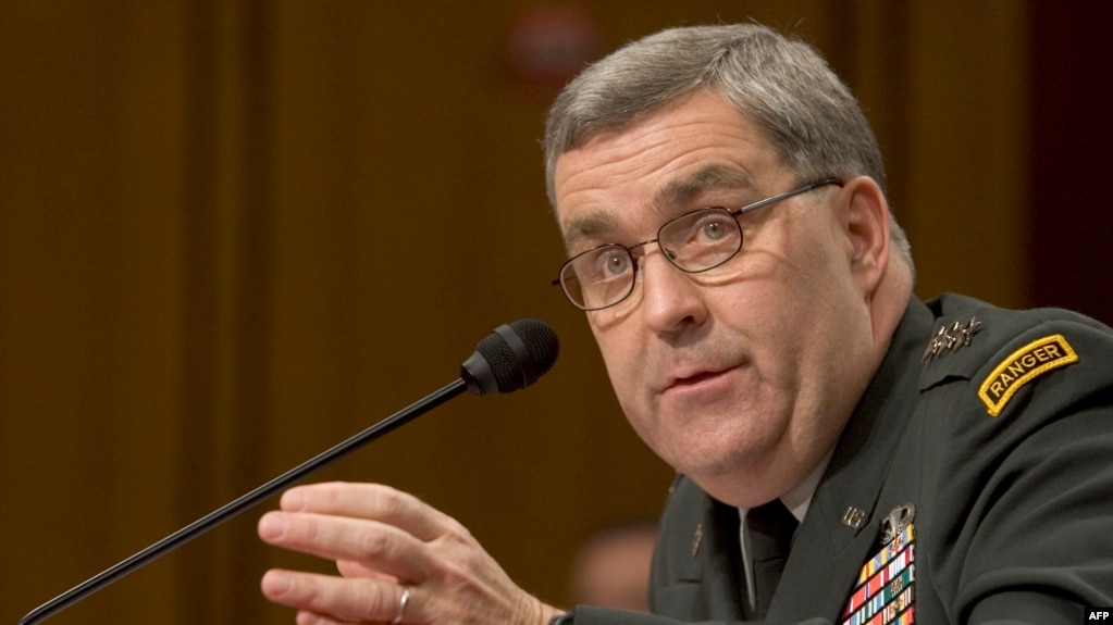 U.S. Army Lieutenant General Douglas Lute testifies before the Senate Armed Services Committee in Washington in June 2007.