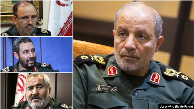 The commander of IRGC’s second regional HQ in the Northwest of Iran “Ashoura”, Mohammad Taghi Osanlou and his under command provincial IRGC commanders Abedin Khorram (East Azarbaijan), Jalil Babazadeh (Ardabil), and Jahanbakhsh Karami (Zanjan).