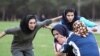 Female rugby players train in Tehran