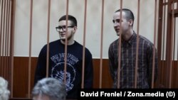 Viktor Filinkov (left) and Yury Boyarshinov in court earlier this year. 