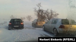 Drivers trying to brave the snowstorm in Vojvodina on January 31.