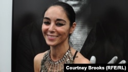 Shirin Neshat at the opening of her new exhibition in New York.