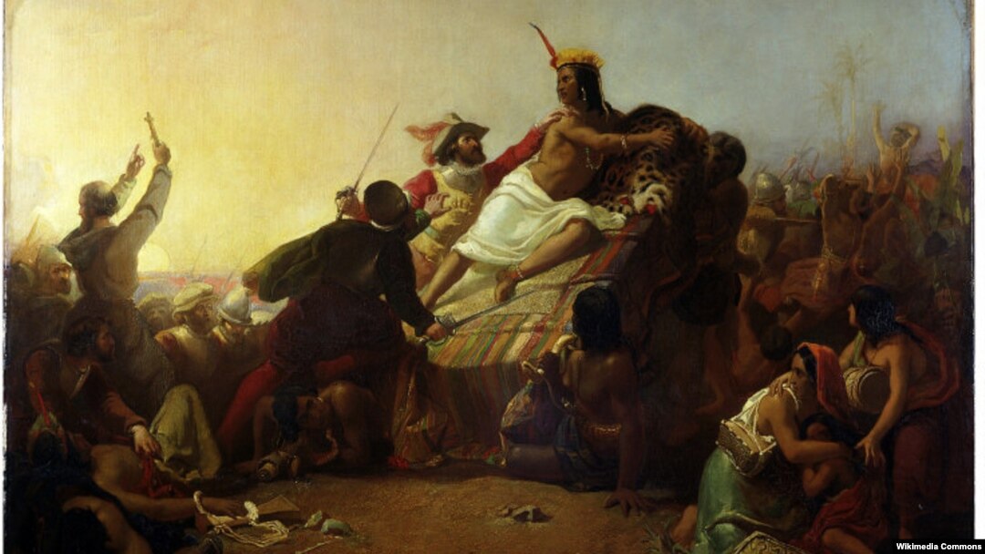 Писарро пленяет перуанского инку. Художник Джон Эверетт Милле. 1845