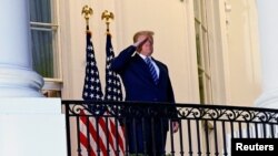 Претседателот на САД Доналд Трамп по враќањето во Белата куќа, Вашингтон, 05.10.2020.