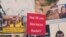 Част от плакатите на протеста в Перник в петък. Снимка: Владислав Стоилов