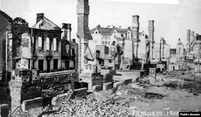 Разрушения в городе Тампере в ходе Гражданской войны в Финляндии, 1918