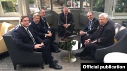 Belgium - The foreign ministers of Armenia and Azerbaijan and the OSCE Minsk Group co-chairs meet in Brussels, 11 July, 2018. 