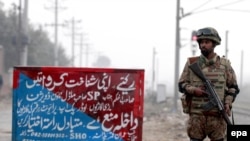 A Pakistani soldier outside the Kot Lakhpat Central Jail in Lahore on December 22