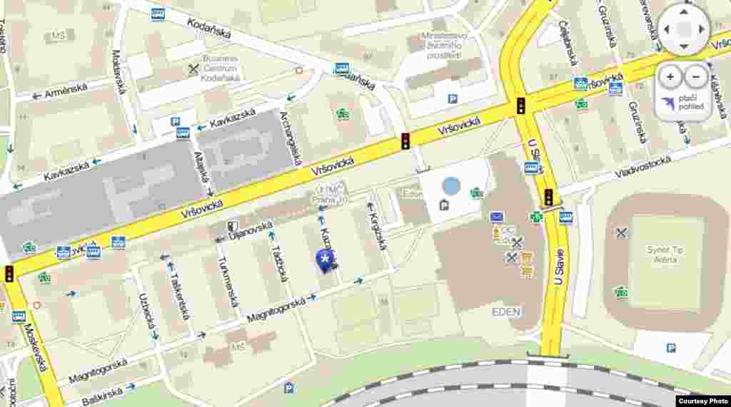 Кӯчаи тоҷикии Прага дар харита