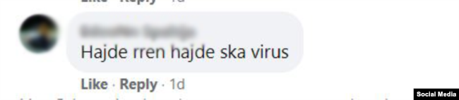 Koment i një përdoruesi të Facebook-ut.