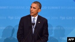 U.S. President Barack Obama also praised the United States' role in leading international coalitions to defeat Islamic State militants and "check the Russian aggression in Ukraine."