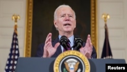 Președintele american Joe Biden vorbind despre planul de redresare economică la Casa Albă, Washngton, 5 februarie 2021.