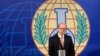 Netherlands -- The Organisation for the Prohibition of Chemical Weapons (OPCW) Director General Ahmet Uzumcu speaks during a news conference in The Hague, October 9, 2013