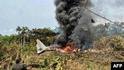 Самолет ВВС Колумбии, который потерпел крушение в районе города Пуэрто-Легисамо, 23 марта 2026 года