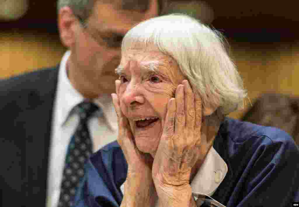 Veteran Russian human rights defender Lyudmilla Alekseyeva reacts after winning the third Vaclav Havel Human Rights Prize at the Council of Europe in Strasbourg on September 28. (epa/Patrick Seeger)
