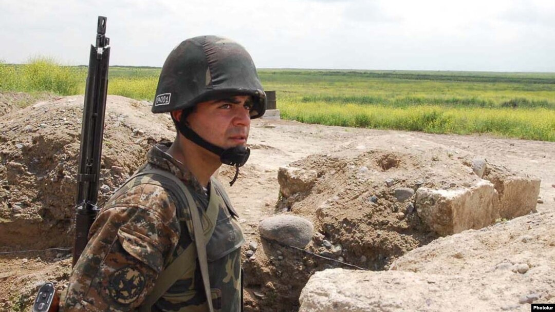 An Armenian soldier on a frontline position east of Karabakh (file photo)