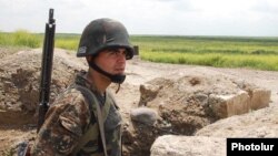 An Armenian soldier on a frontline position east of Karabakh (file photo)