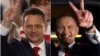 Rafal Trzaskowski (stânga) ar avea un ușor avantaj față de Karol Nawrocki, fiind creditat de exit-poll-uri cu 50,3%