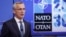 NATO Secretary-General Jens Stoltenberg gives a press conference ahead of an online NATO foreign and defense ministers' meeting at the alliance's headquarters in Brussels on May 31.